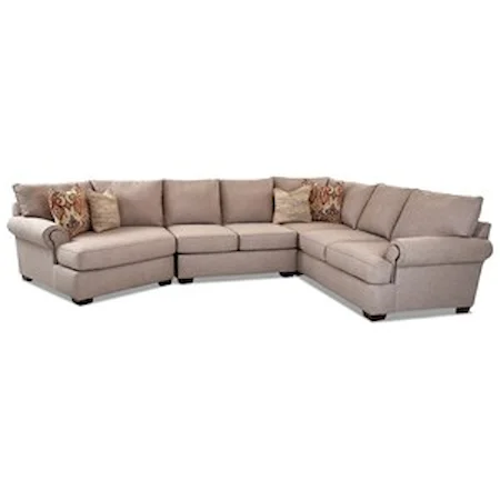 Traditional 5-Seat Sectional Sofa with LAF Cuddler Chair